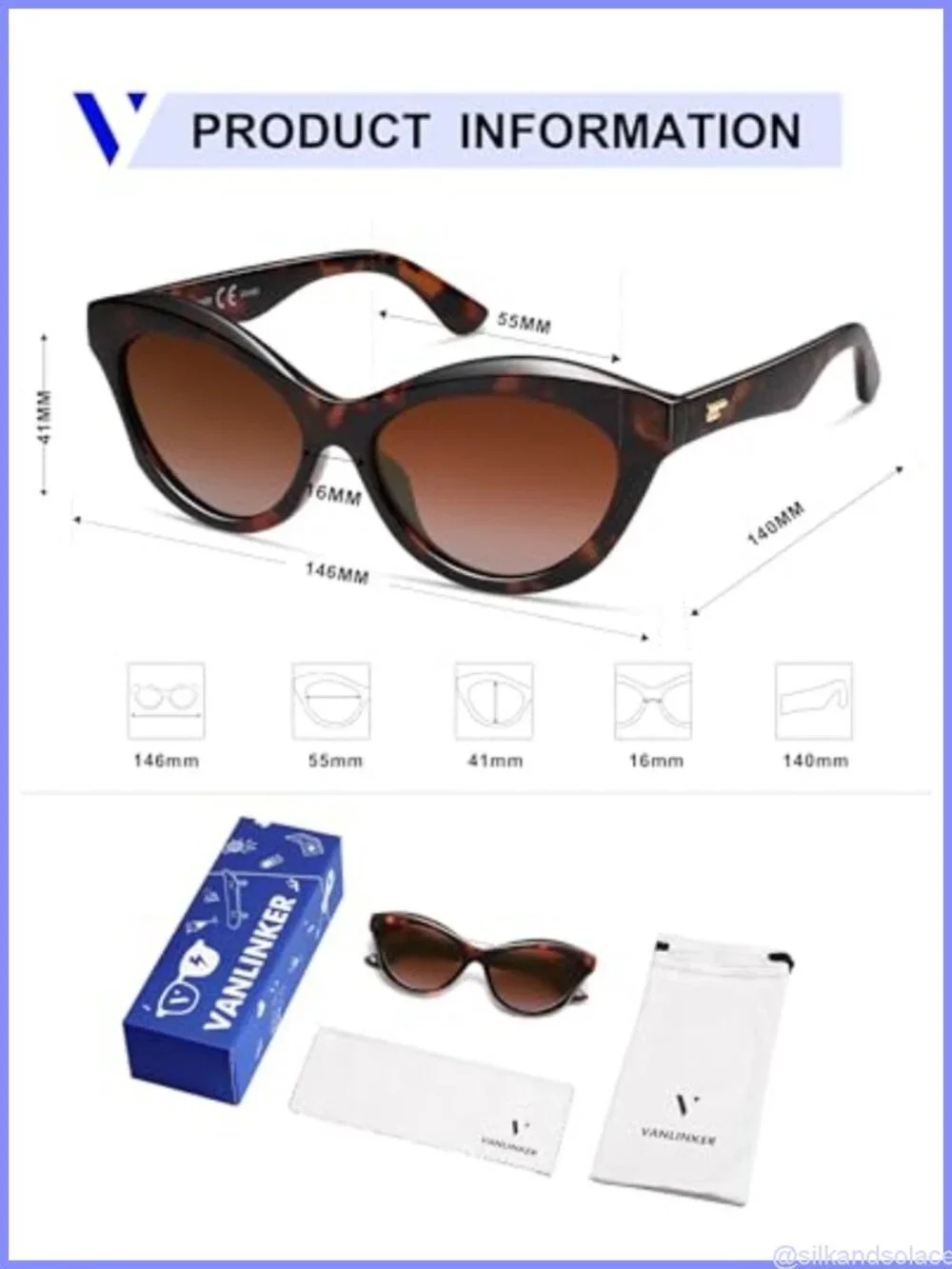 Retro Cat Eye Polarized Sunglasses Full Frame Plastic Lightweight